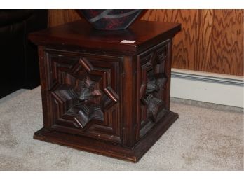 Vintage Italian Baroque Geometric Carved Pine Cabinet
