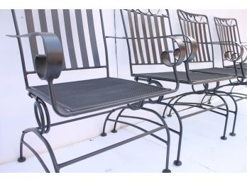 Awesome Set Of 4 MID CENTURY MODERN Wrought Iron Outdoor Rocking Chairs