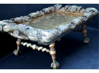 Wild Unique One Of A Kind Gilded Framed Coffee Table With Claw Feet