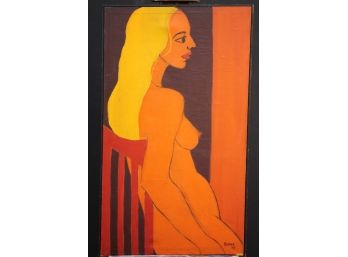 Fantastic Oringinal Nude Painting Signed By Burns 1975
