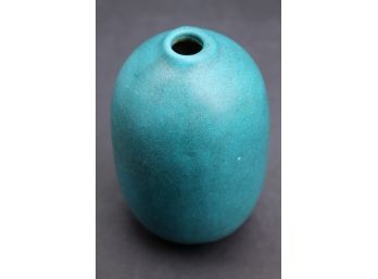 Wonderful Vintage Organic Signed Aqua Glazed Stoneware Vase