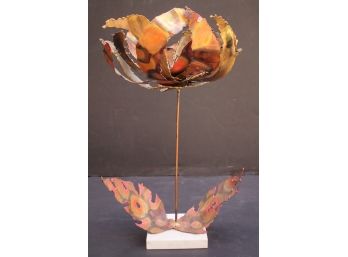 Amazing Signed CURTIS JERE Metal Iradescent Flower Sculpture From 1986