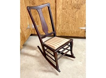 Vintage Rocking Chair With Upholstered Seat