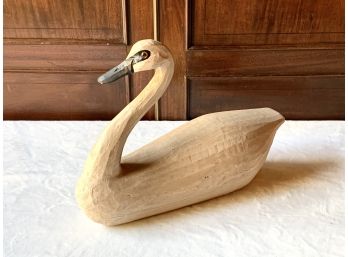 Hand Carved Wooden Swan