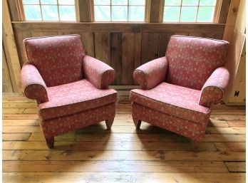 Pair Of Red Fabric Side Chairs