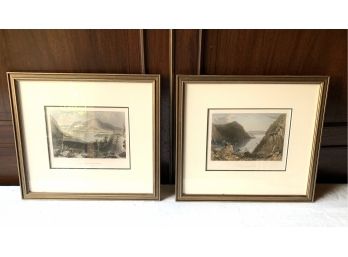 Lot Of Stunning Hand Colored Engravings Of Hudson Highlands And View From Fort Putnam By WH Bartlett