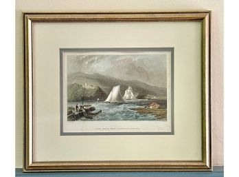 Vintage Engraving Titled Lighthouse Near Caldwell Landing By Henry Adlard