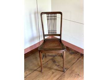 Vintage Wooden Chair With Wicker Seat