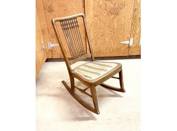 Vintage Rocking Chair With Upholstered Seat