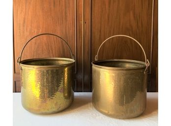 Lot Of Two Brass Planters