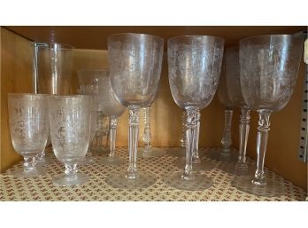 Etched Glass Stemware - Fostoria And More