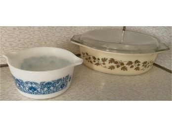 Pyrex One Qt. Bowl & 2.5 Qt Casserole