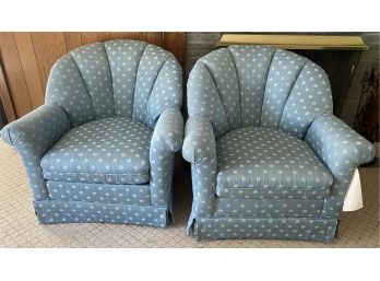 Pair Of Blue Swivel Rocking Chairs