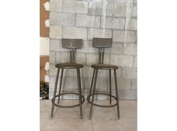 Set Of 2 Vintage Royal Metal Work Stools