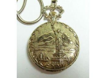 Pair Of Souvenir Pocket Watches Statue Of Liberty &  Cape Hatteras Lighthouse