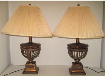 Great Pair Mid Century Braided Copper Colored Table Lamps