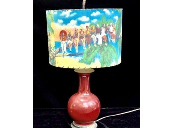 Vintage Seahorse Florida Beach Scene Lamp