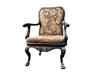 Antique Chair With Cane Seating And Bear Claw Feet