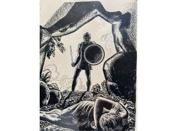 Framed Woodcut Signed In Pencil By Rockwell Kent For The Complete Works Of  Shakespeare