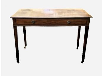 Antique Rectangular One Drawer Accent Table On Casters