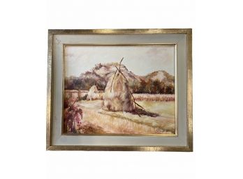 Framed Painting Of Reservation Signed By Muryel 1975