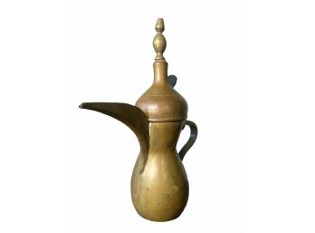 Copper & Brass Dallah Arabic Coffee Pot, Signed