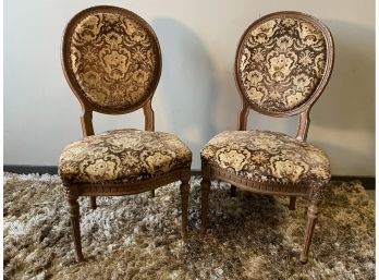 Pair Of Mariano Garcia Medallion Chairs, Carved Wood