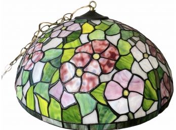 Vintage Tiffany Style Pink Blossoms Hanging Lamp