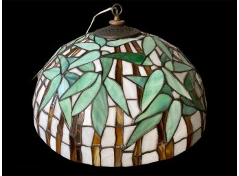 Vintage Tiffany Style Palm Tree Hanging Lamp