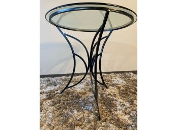 Iron Legged Round Glass Top Table