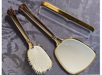 Vintage Vanity Set Includes Hand Held Mirror, Brush And Comb