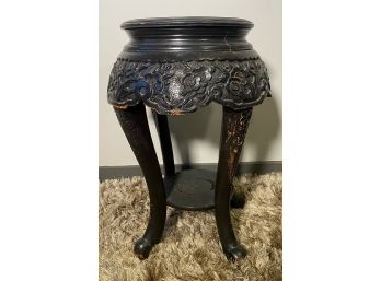 Heavily Carved Antique Rosewood Urn Stand