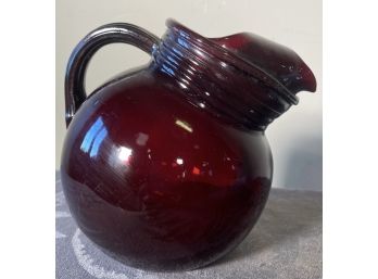 Ruby Red Tilted Ball Pitcher With Ice Lip