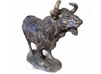 Signed European Bronze Bull Statue