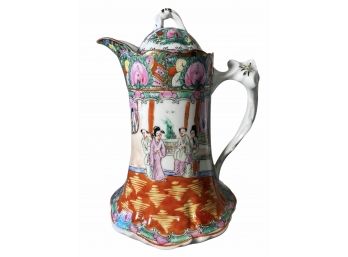 Hand Painted Vibrant Antique Chocolate Pot