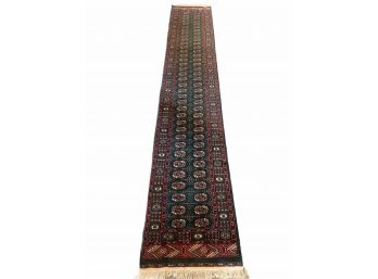 Handknotted Wool Hall Runner, Signed, 14.8 FT X 2.65 FT