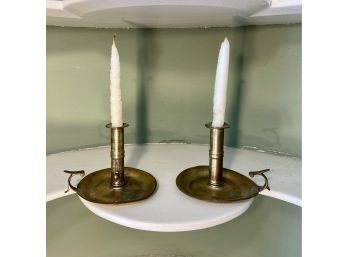 Antique Brass Candle Holders With Candles