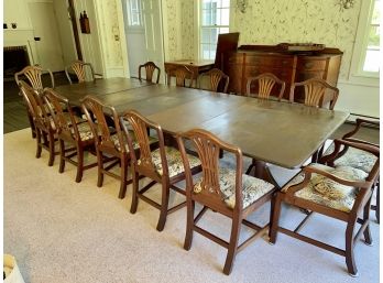 Duncan Phyfe Style Pedestal Table With Fourteen Chairs Can Go Large Or Small