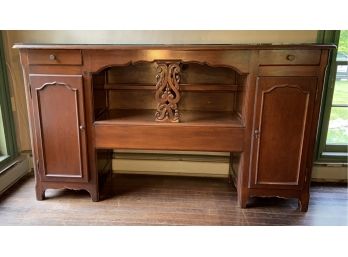 Antique Hardwood Console Table With Glass Top Protector