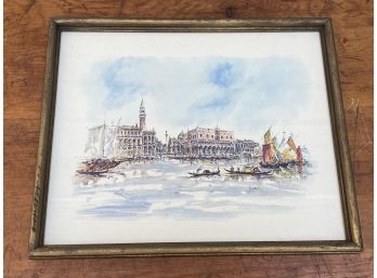 Vintage Venetian Print By Bonvesin Signed