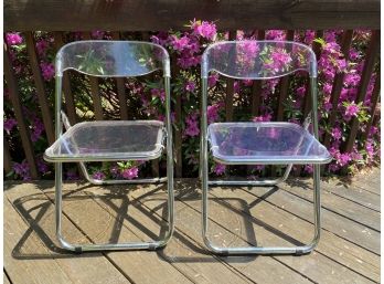 Two MCM Lucite Folding Chairs