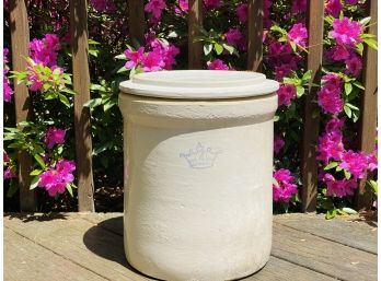 Vintage Crown 4 Gallon Antique Stoneware Crock With Lid