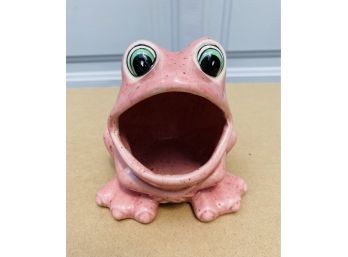 Rare Vintage PINK Ceramic Open Mouth Frog Sponge Holder