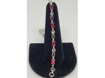 Magnificent Ruby Bracelet In Platinum Over Sterling