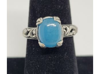 Burmese Blue Jade Ring In Sterling Silver