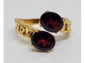 Garnet Ring In 14k Yellow Gold Over Sterling