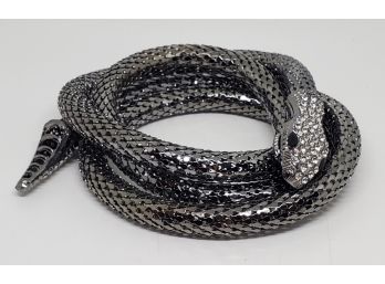 Austrian Crystal, Chroma Snake Necklace In Gunmetal