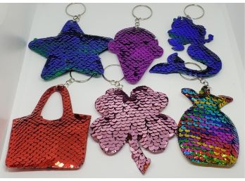 Lot Of 6 Different Sequined Keychains