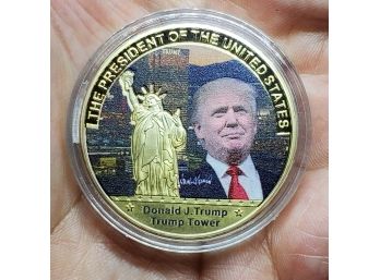 President Donald Trump Gold Tone & Colorized Collectible Coin