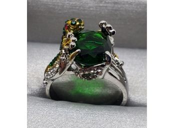 Beautiful Multi Color Faux Stone Frog Ring